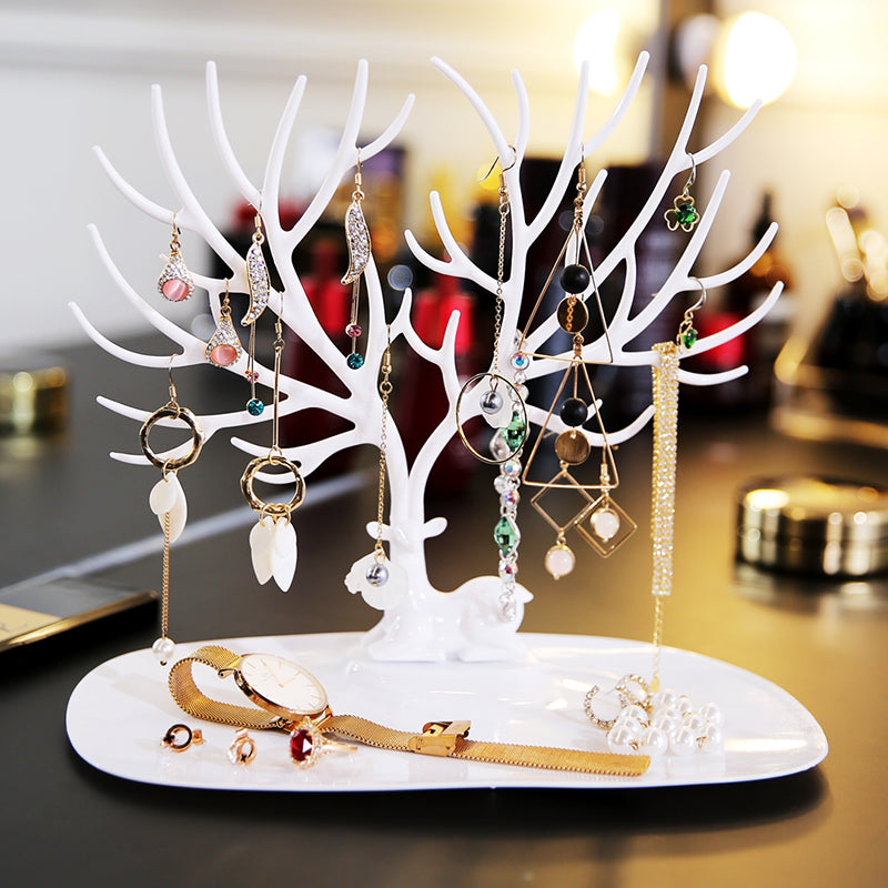 US Jewelry Deer Tree Stand Display Organizer Necklace Ring Earring